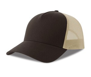 ATLANTIS HEADWEAR AT228 - Casquette 5 pans style trucker en coton Brown/ Stone